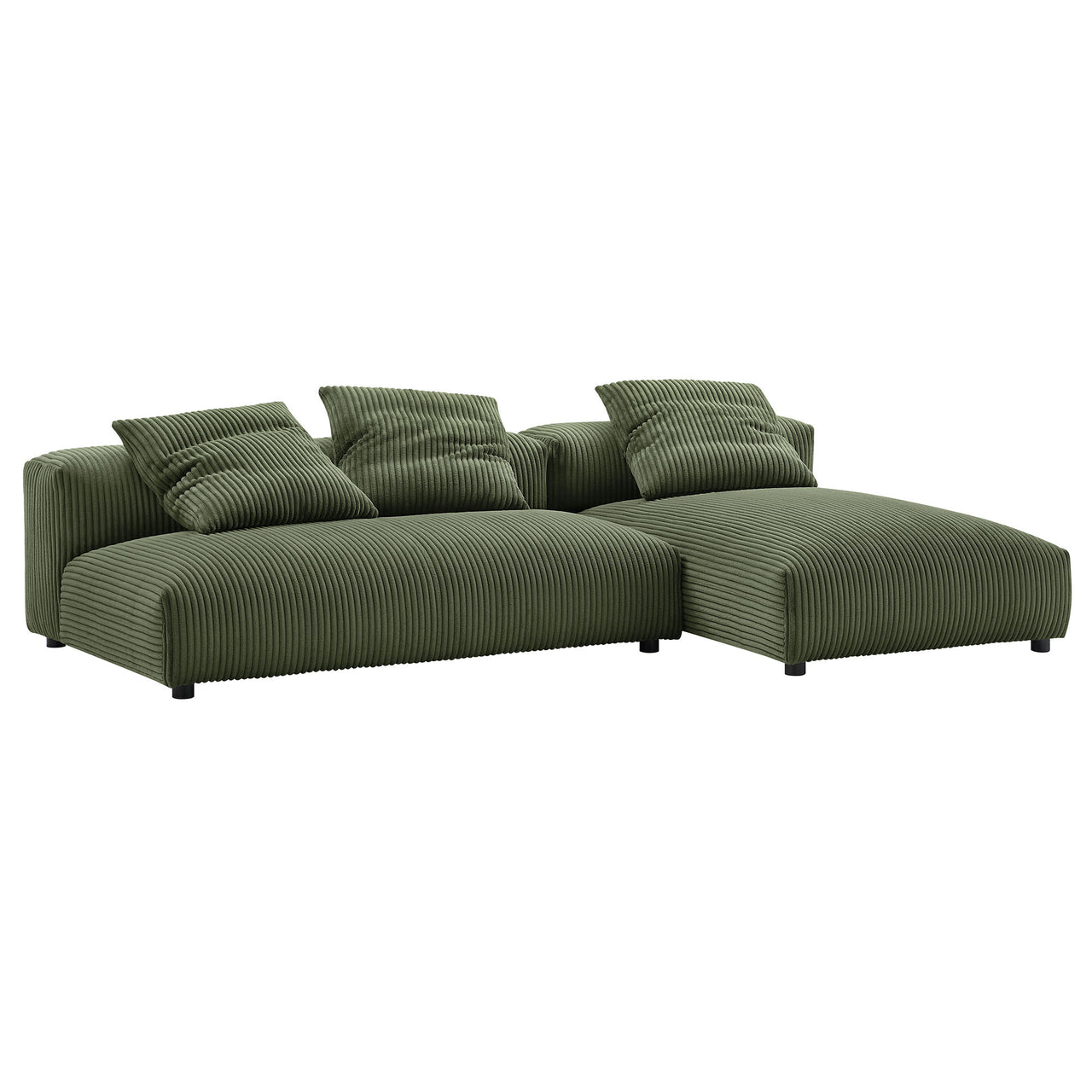 Leisure 2-Piece Modular Corduroy Sectional with Chaise, Fern