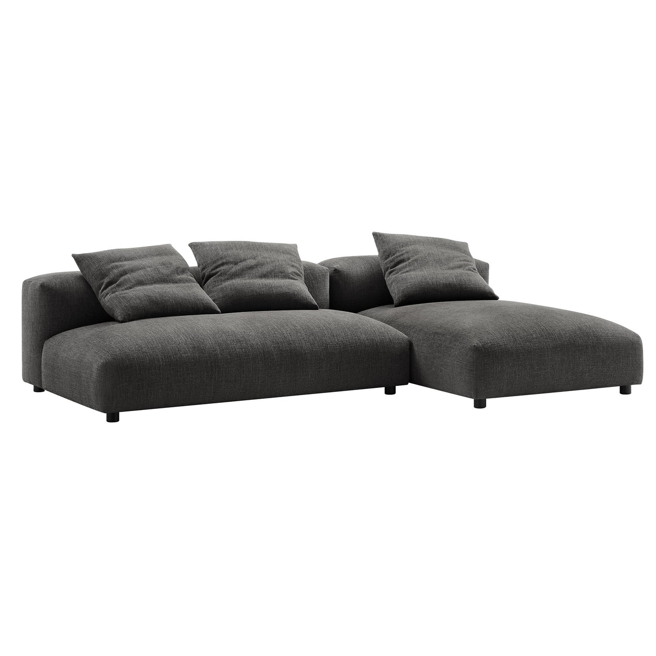 Leisure 2-Piece Modular Fabric Sectional with Chaise, Charcoal