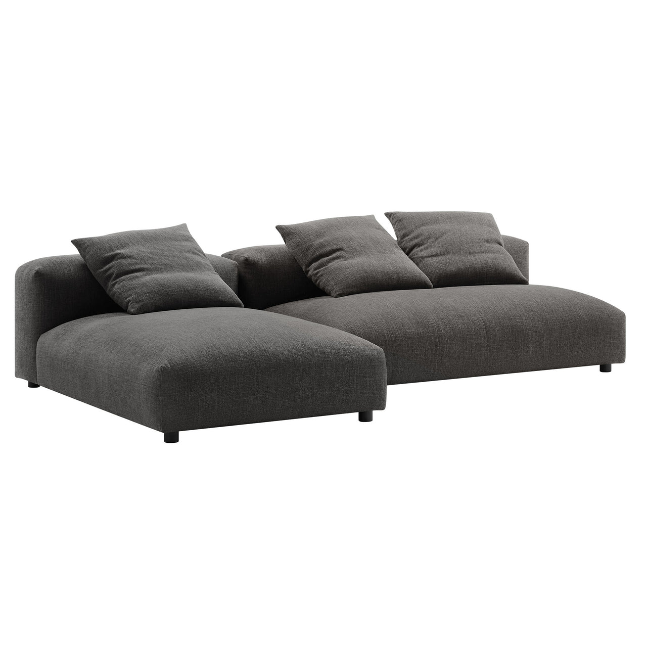 Leisure 2-Piece Modular Fabric Sectional with Chaise, Charcoal