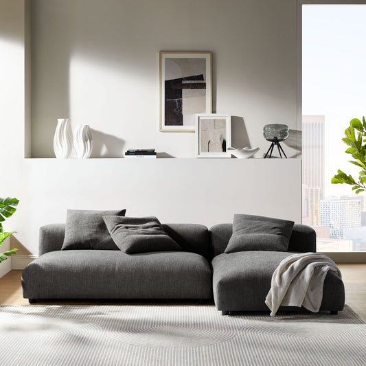 Leisure 2-Piece Modular Fabric Sectional with Chaise, Charcoal