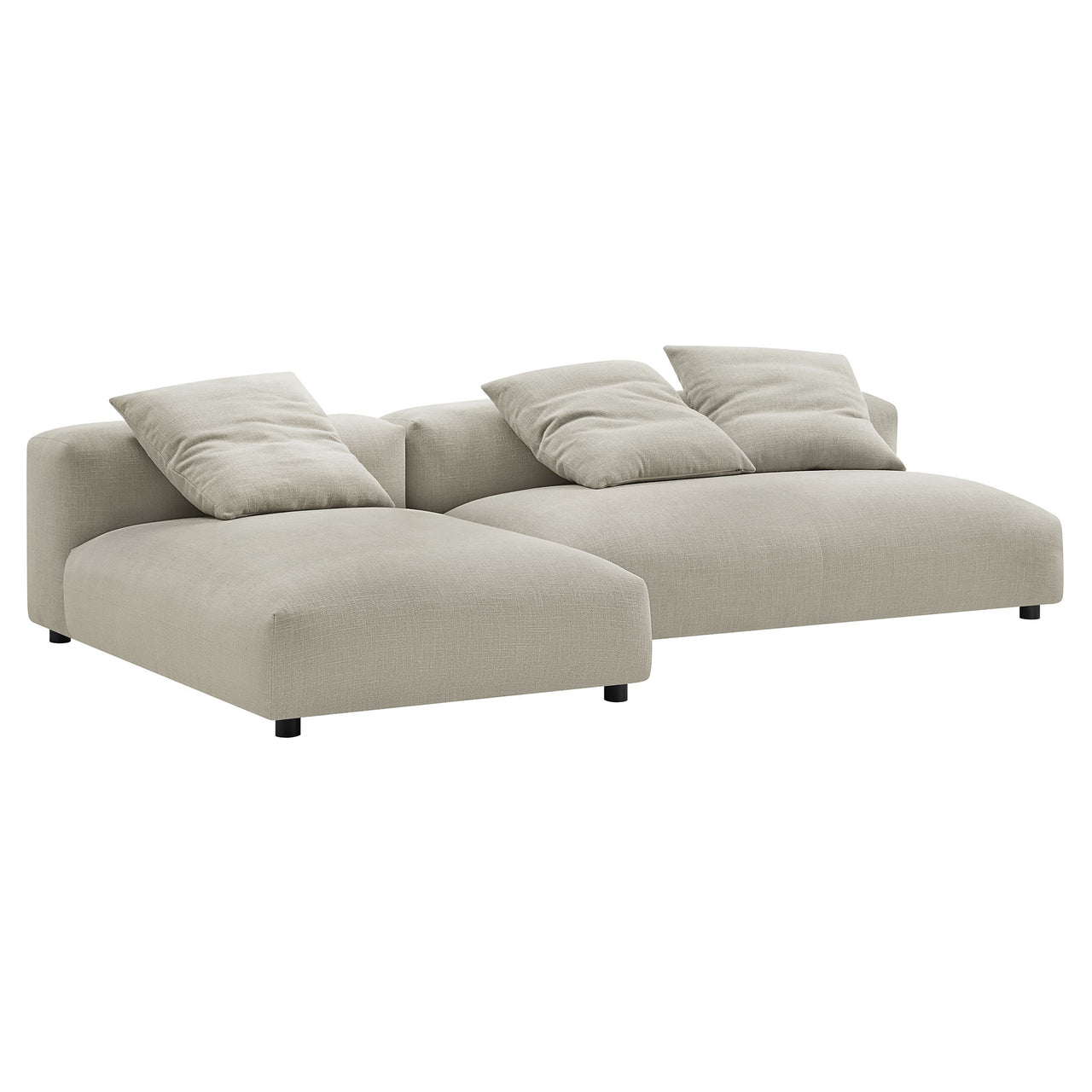Leisure 2-Piece Modular Fabric Sectional with Chaise, Linen