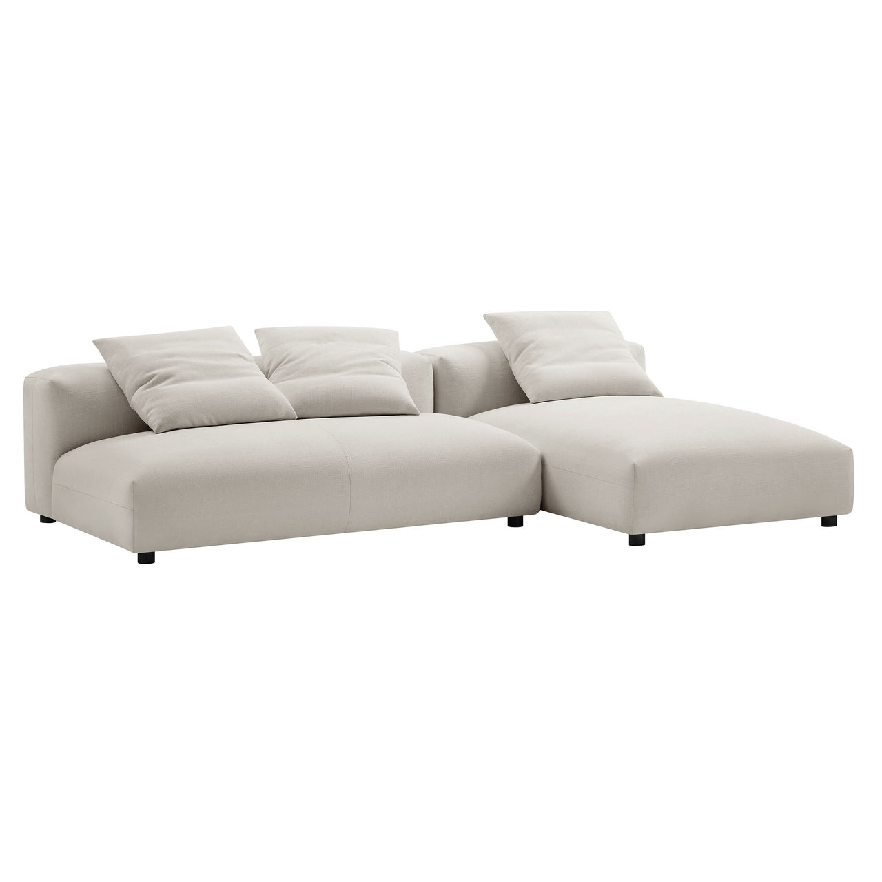 Leisure 2-Piece Modular Fabric Sectional with Chaise, Sand