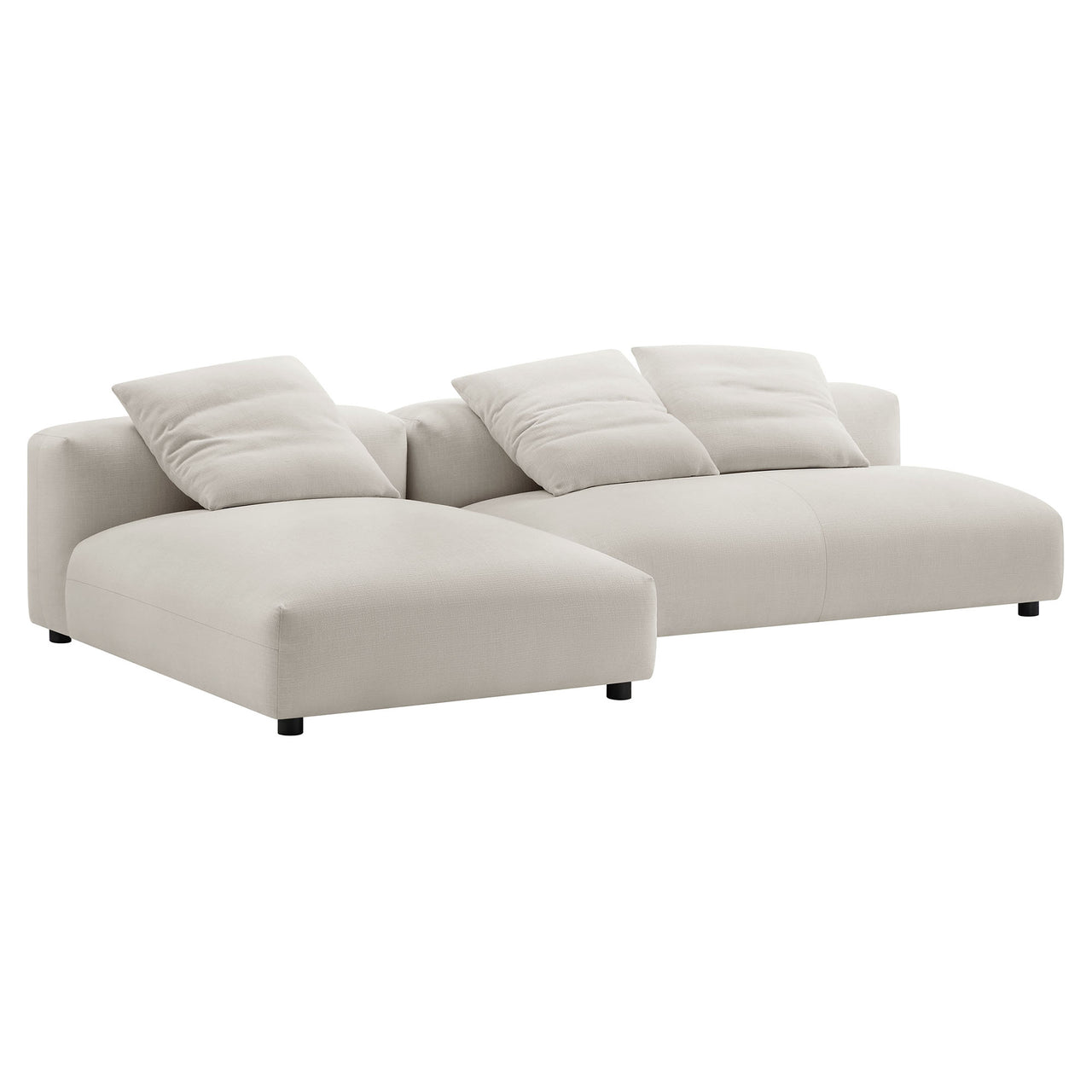 Leisure 2-Piece Modular Fabric Sectional with Chaise, Sand