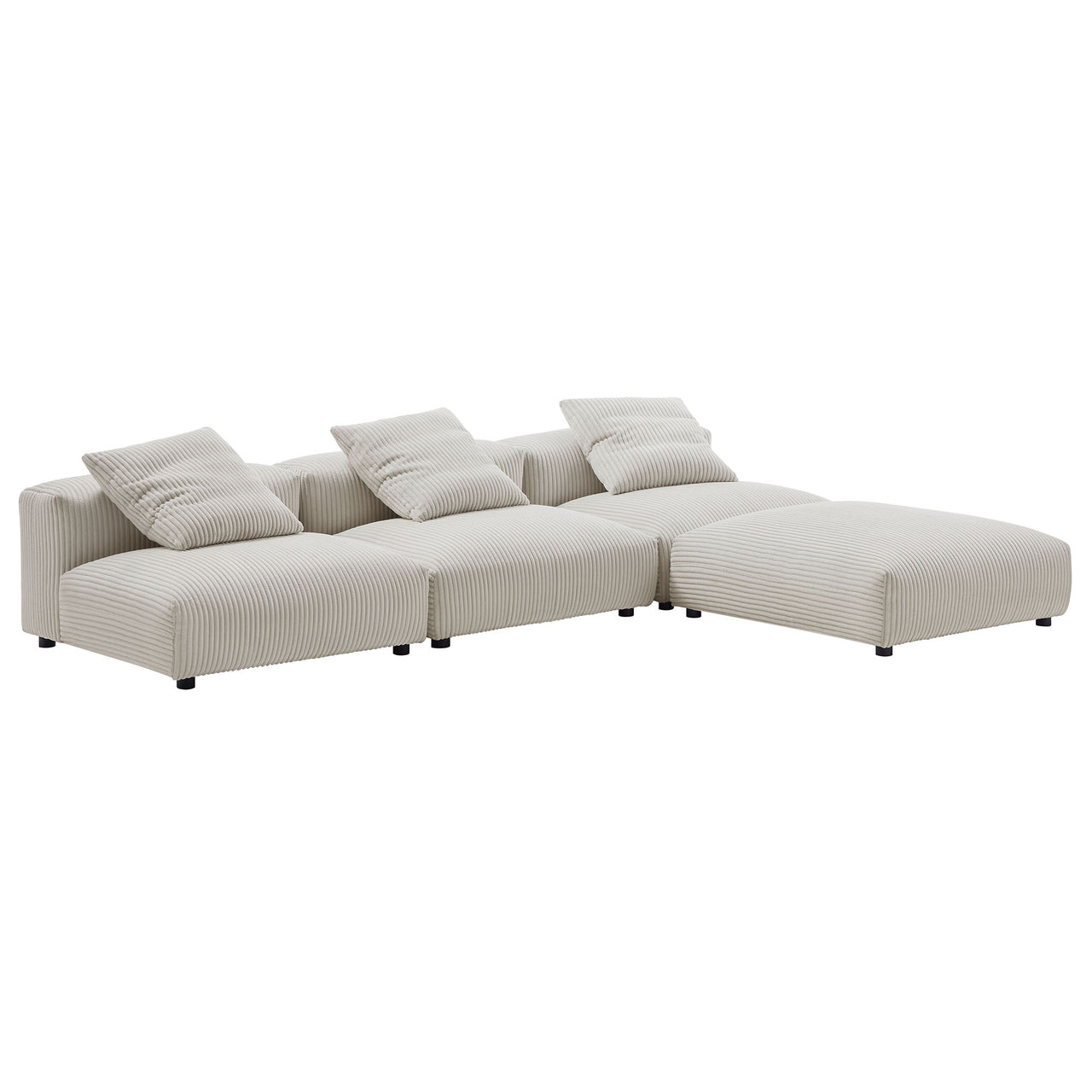 Leisure 4-Piece Modular Corduroy Sectional, Almond