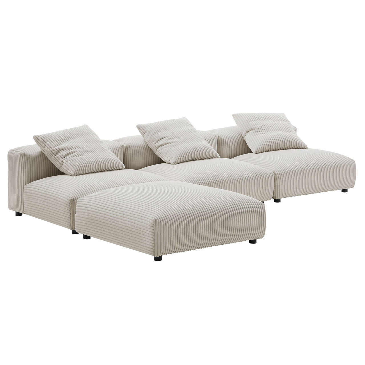 Leisure 4-Piece Modular Corduroy Sectional, Almond
