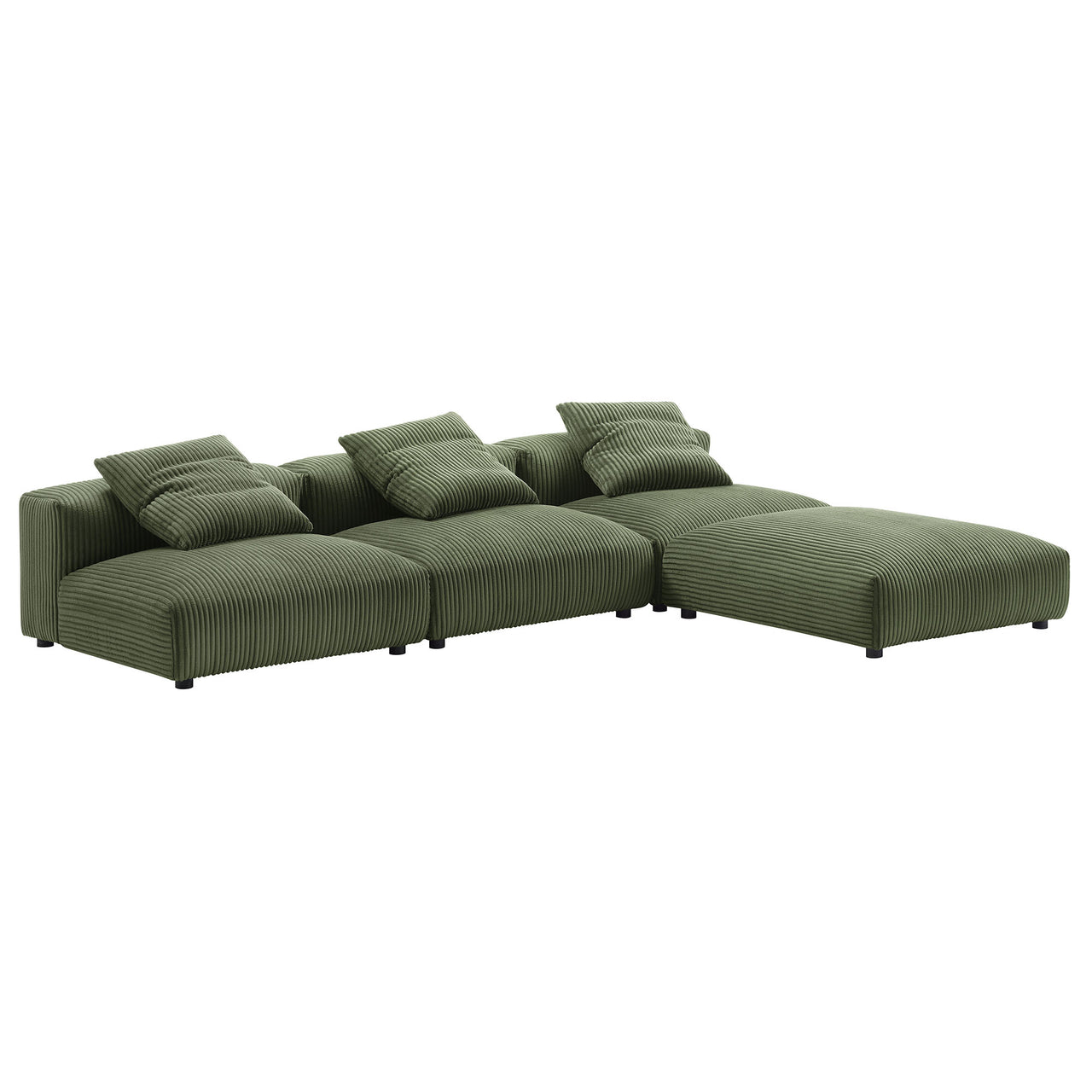 Leisure 4-Piece Modular Corduroy Sectional, Fern