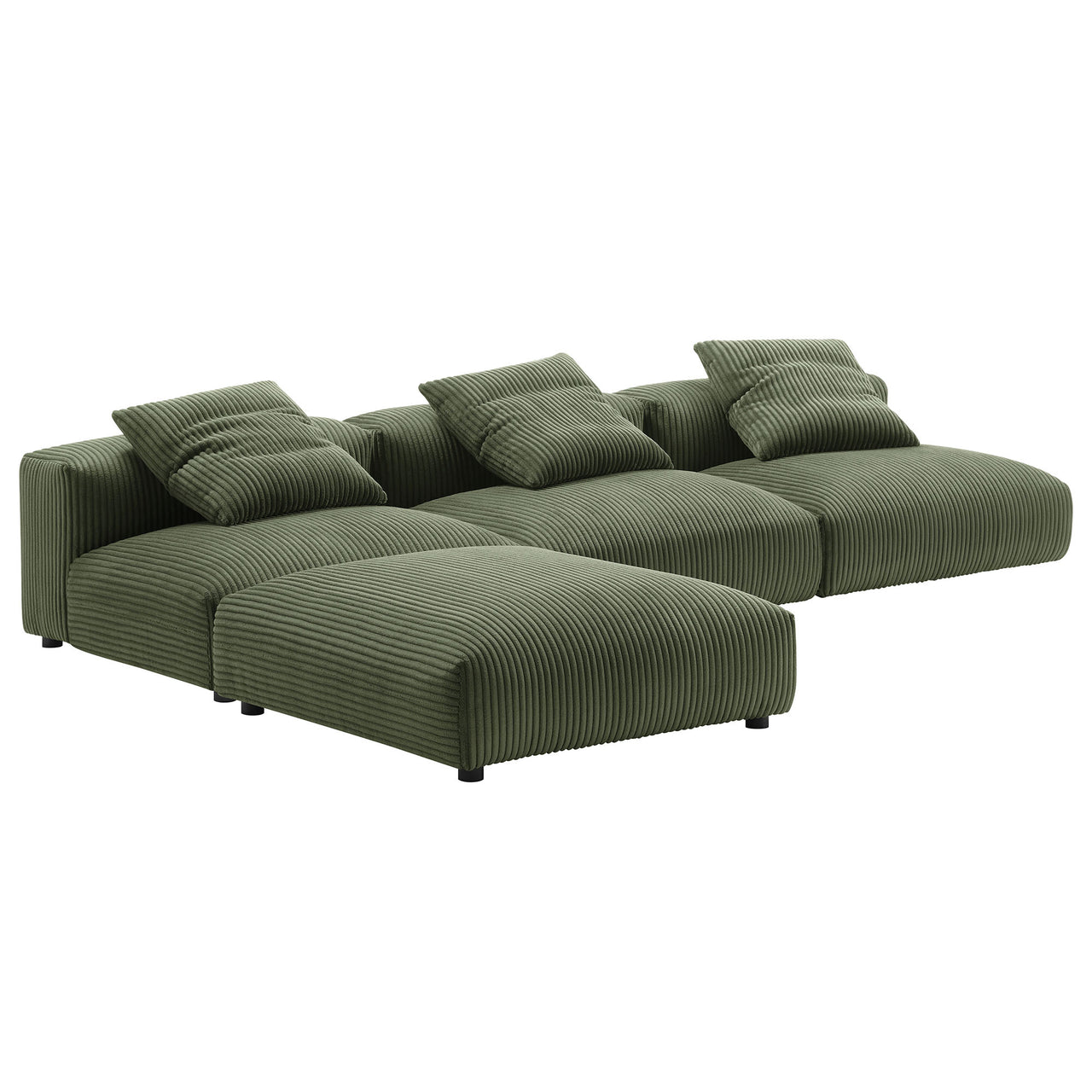 Leisure 4-Piece Modular Corduroy Sectional, Fern