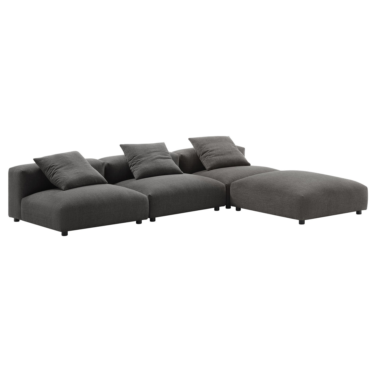 Leisure 4-Piece Modular Fabric Sectional, Charcoal