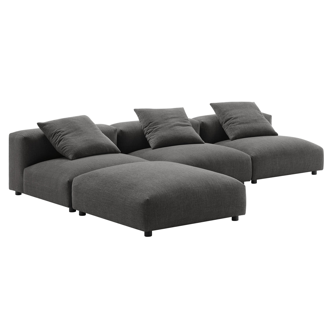 Leisure 4-Piece Modular Fabric Sectional, Charcoal