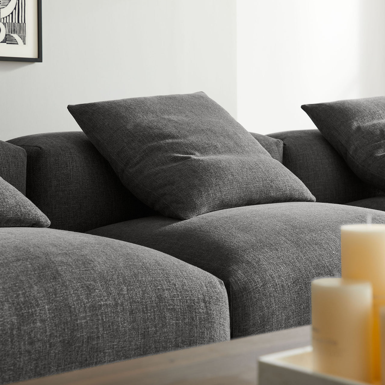Leisure 4-Piece Modular Fabric Sectional, Charcoal