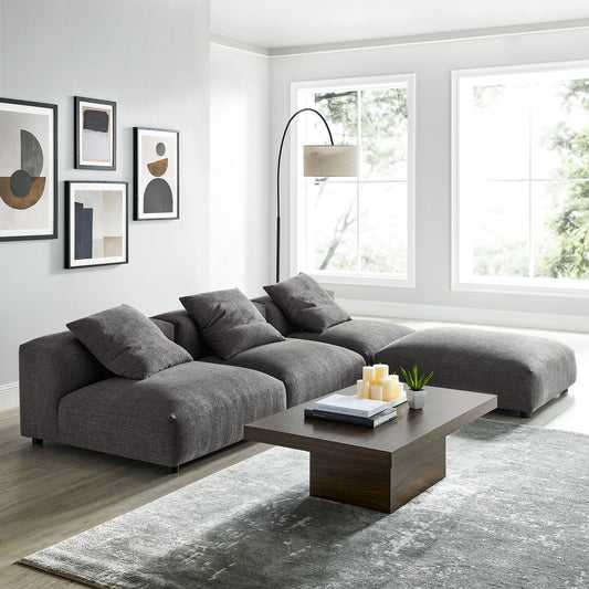 Leisure 4-Piece Modular Fabric Sectional, Charcoal