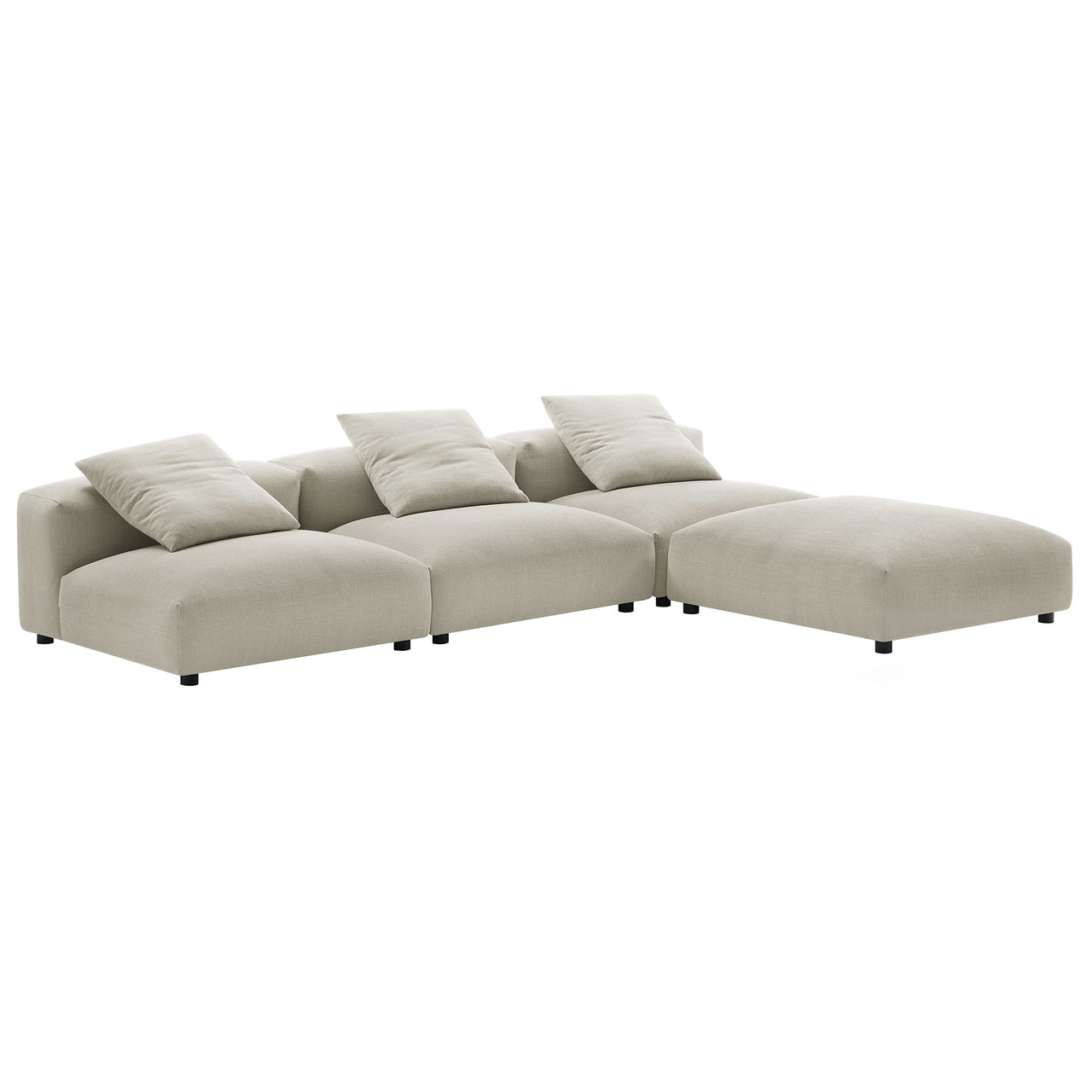 Leisure 4-Piece Modular Fabric Sectional, Linen