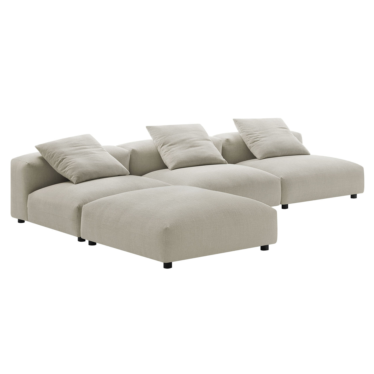 Leisure 4-Piece Modular Fabric Sectional, Linen