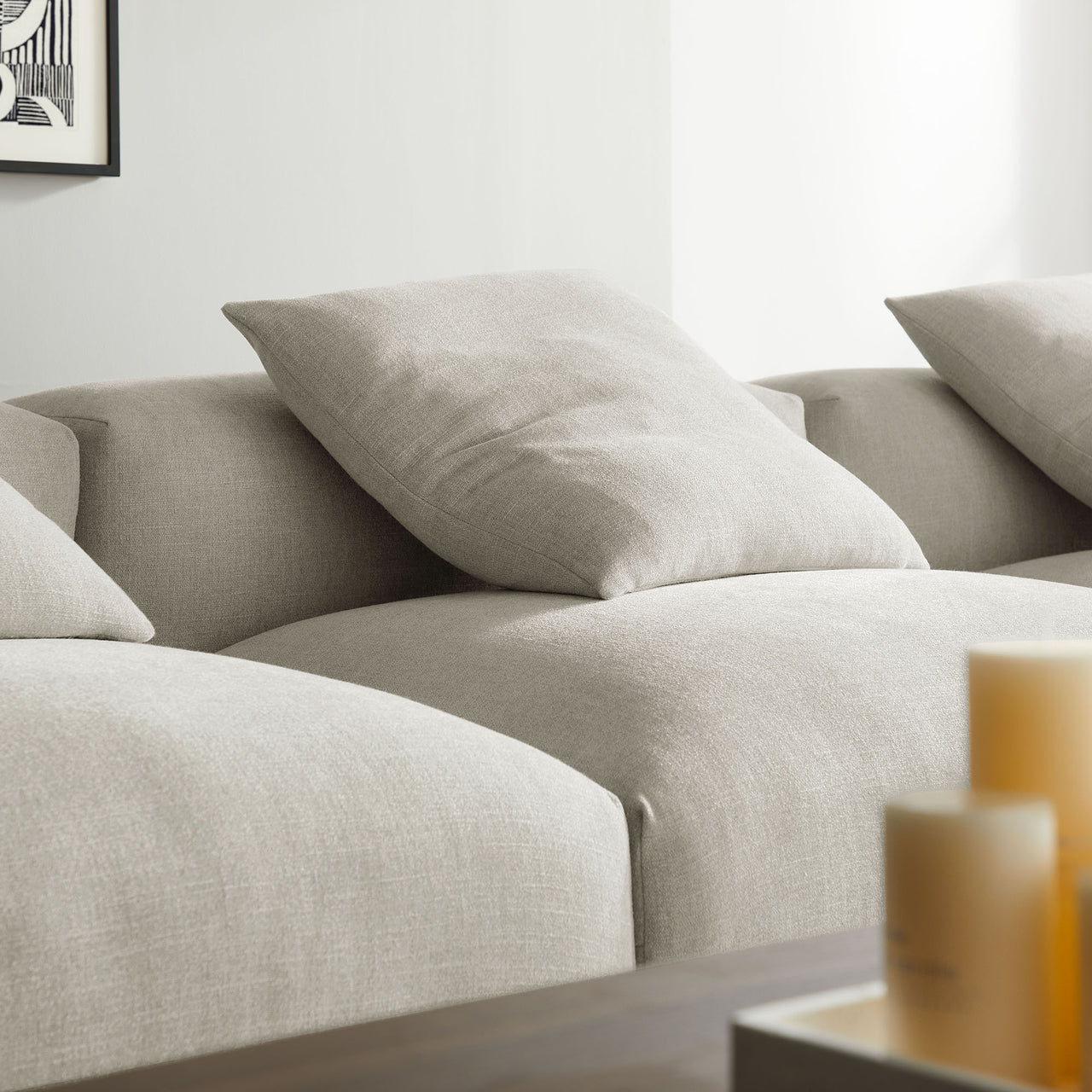Leisure 4-Piece Modular Fabric Sectional, Linen