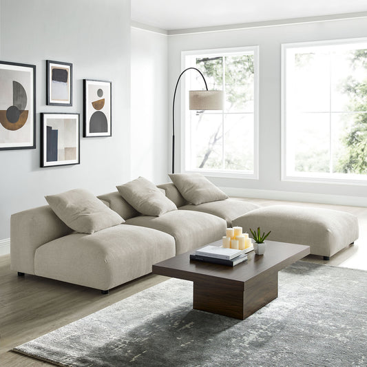 Leisure 4-Piece Modular Fabric Sectional, Linen