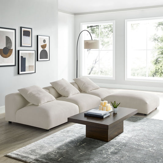 Leisure 4-Piece Modular Fabric Sectional, Sand