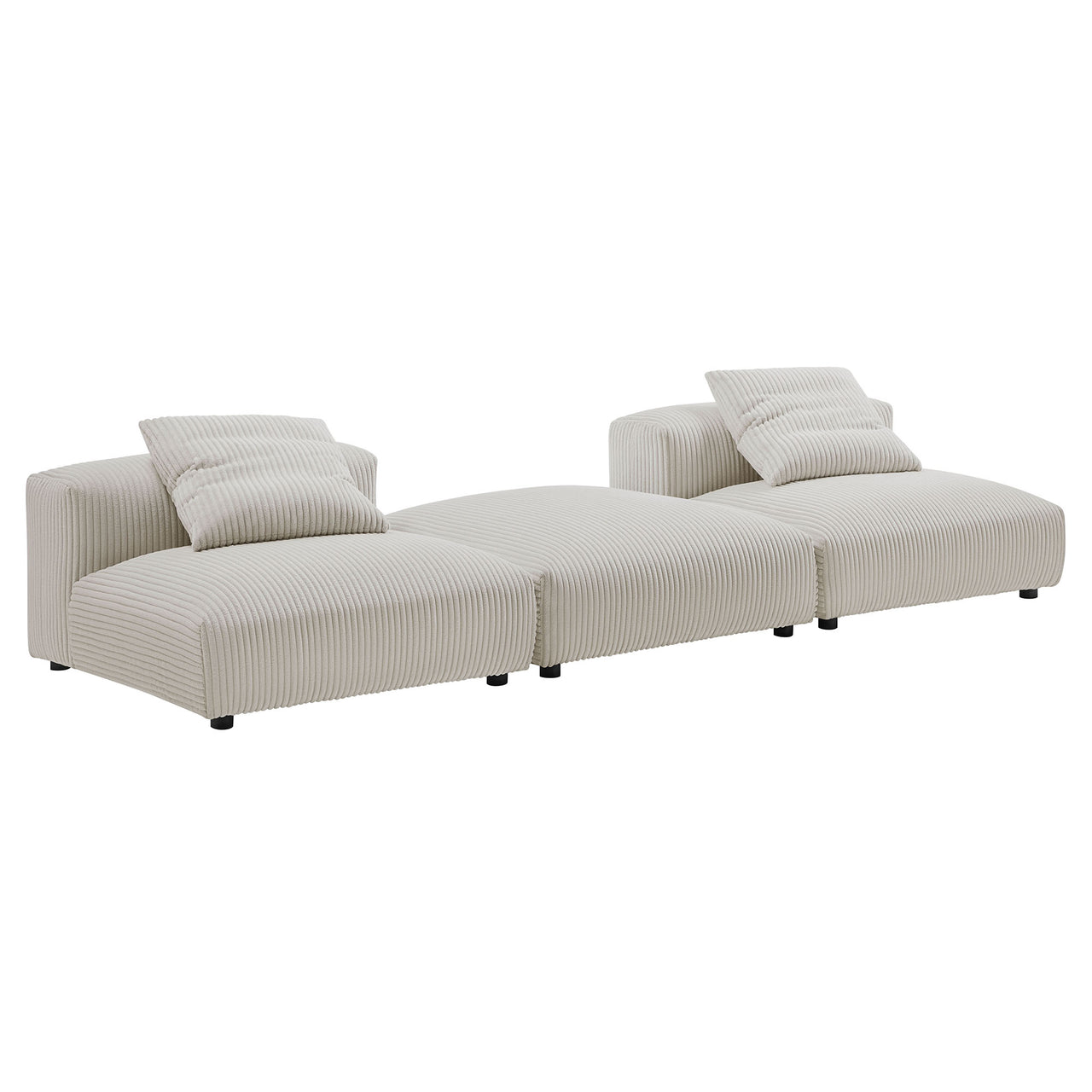 Leisure 3-Piece Modular Corduroy Sectional, Almond