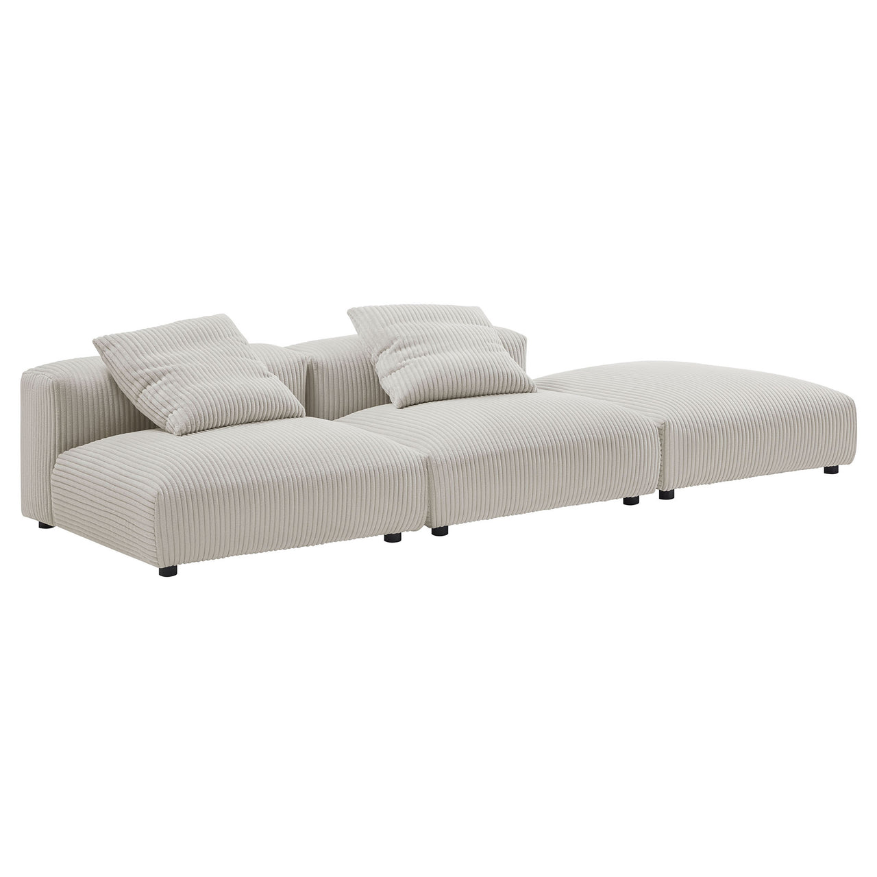 Leisure 3-Piece Modular Corduroy Sectional, Almond