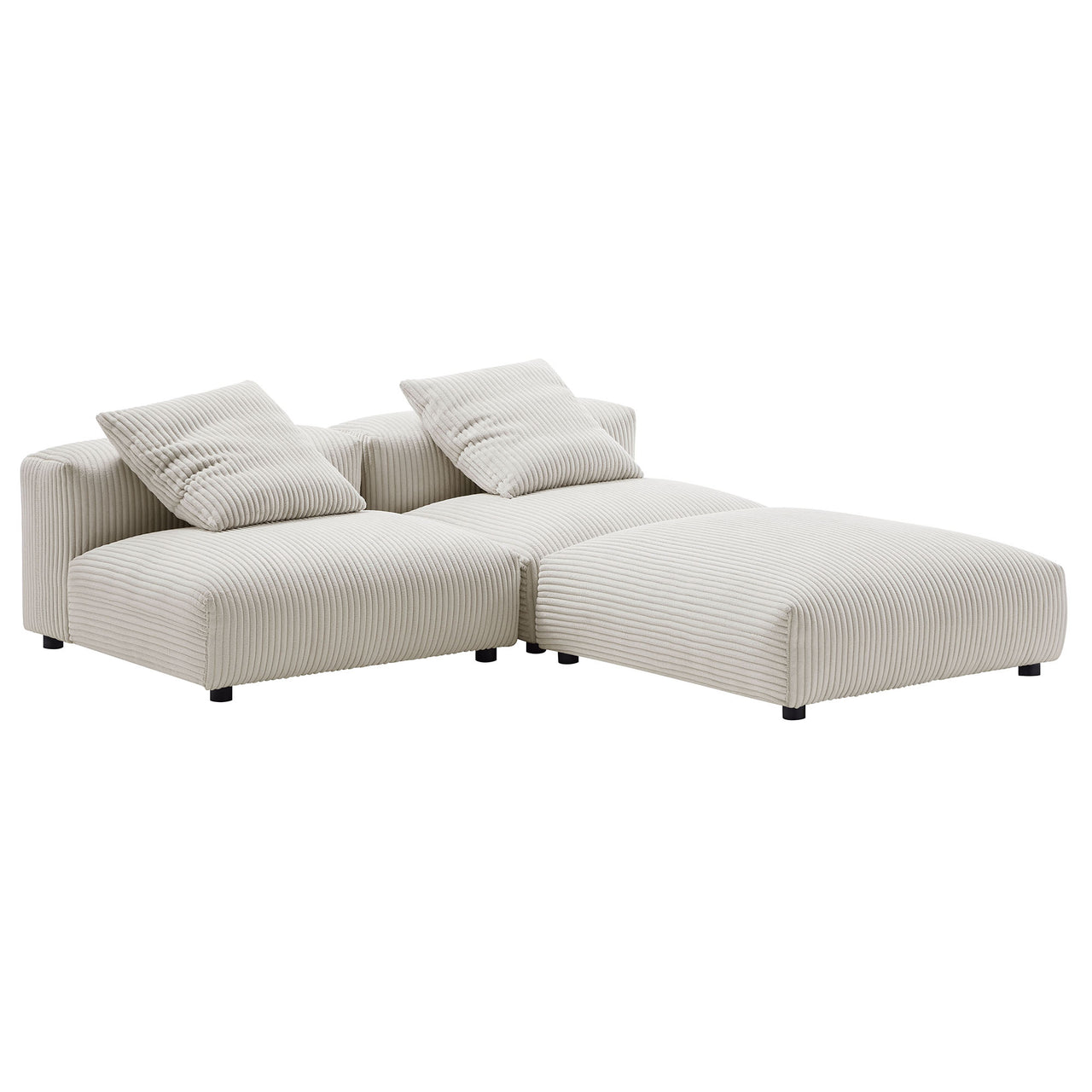 Leisure 3-Piece Modular Corduroy Sectional, Almond