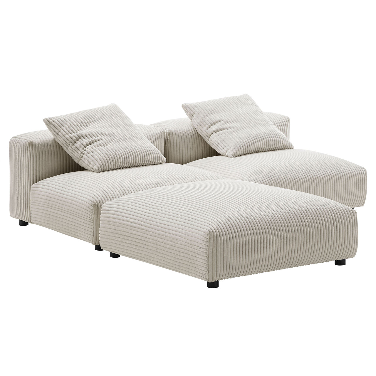 Leisure 3-Piece Modular Corduroy Sectional, Almond