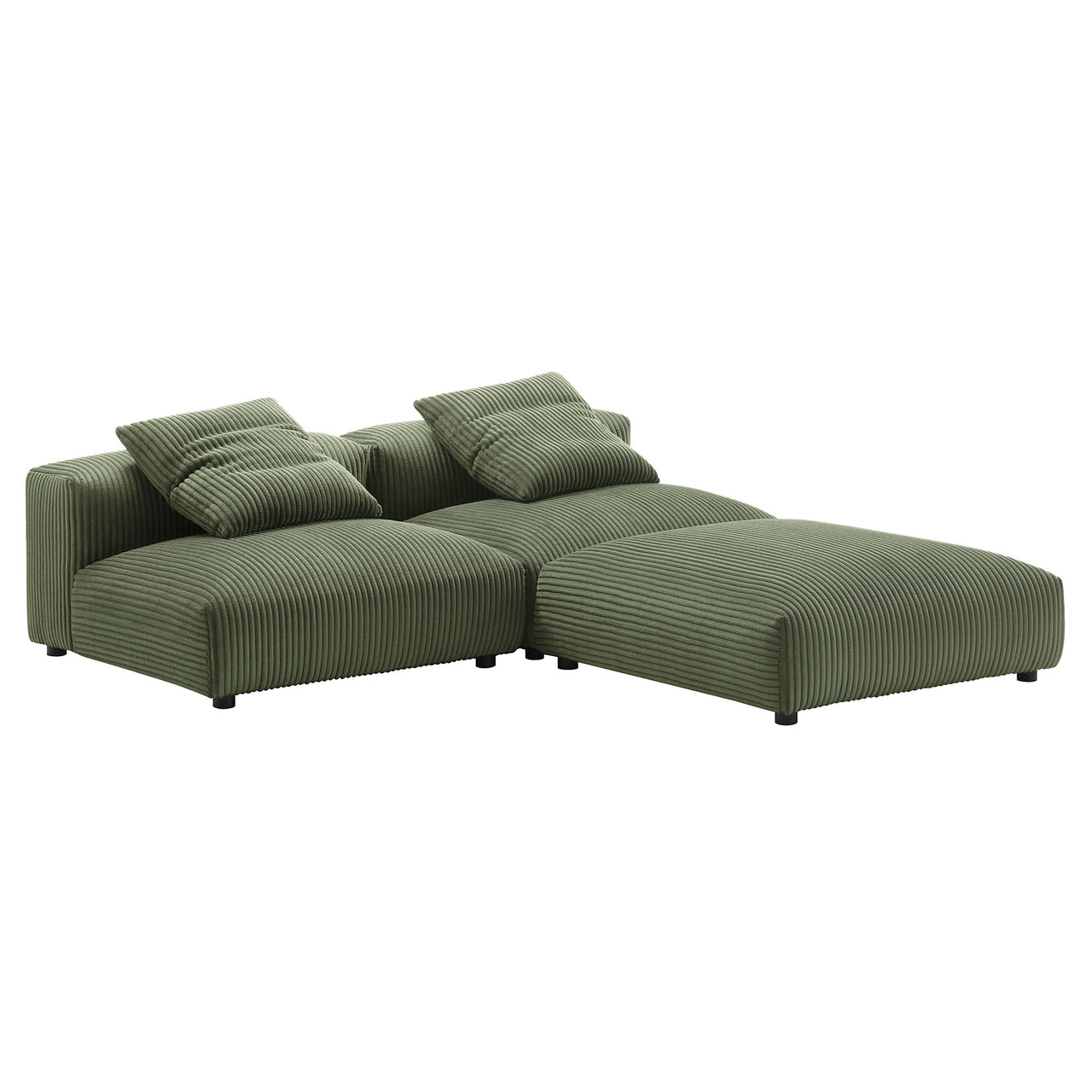 Leisure 3-Piece Modular Corduroy Sectional, Fern