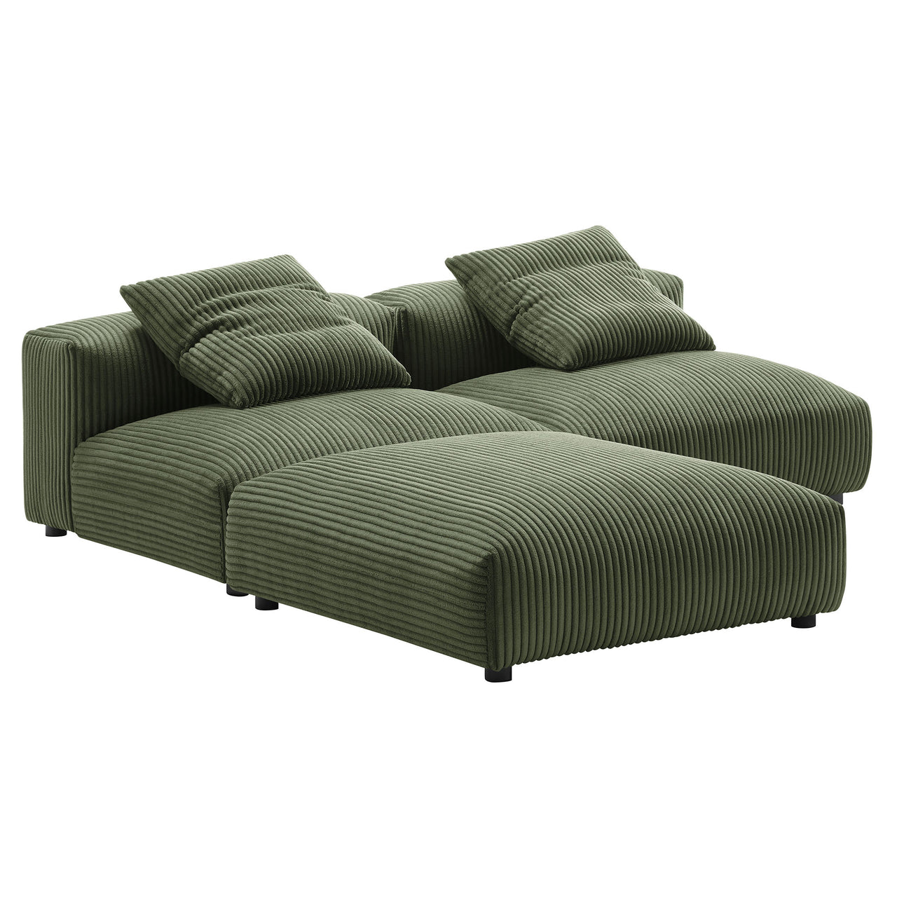 Leisure 3-Piece Modular Corduroy Sectional, Fern