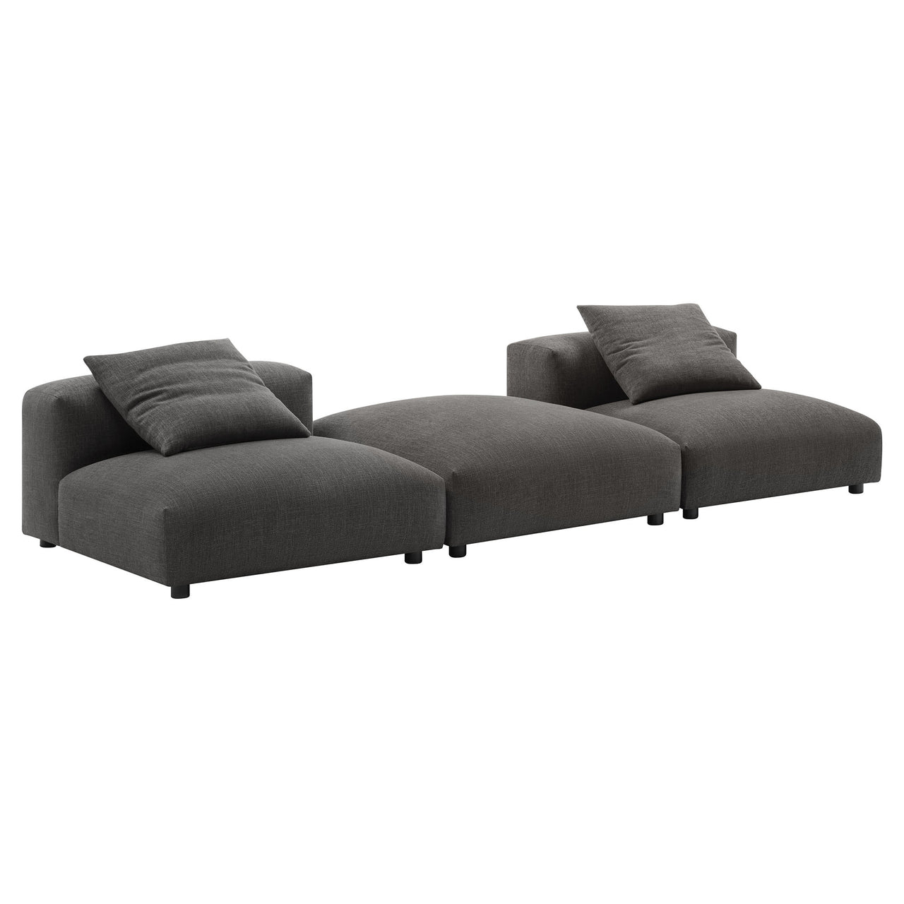 Leisure 3-Piece Modular Fabric Sectional, Charcoal