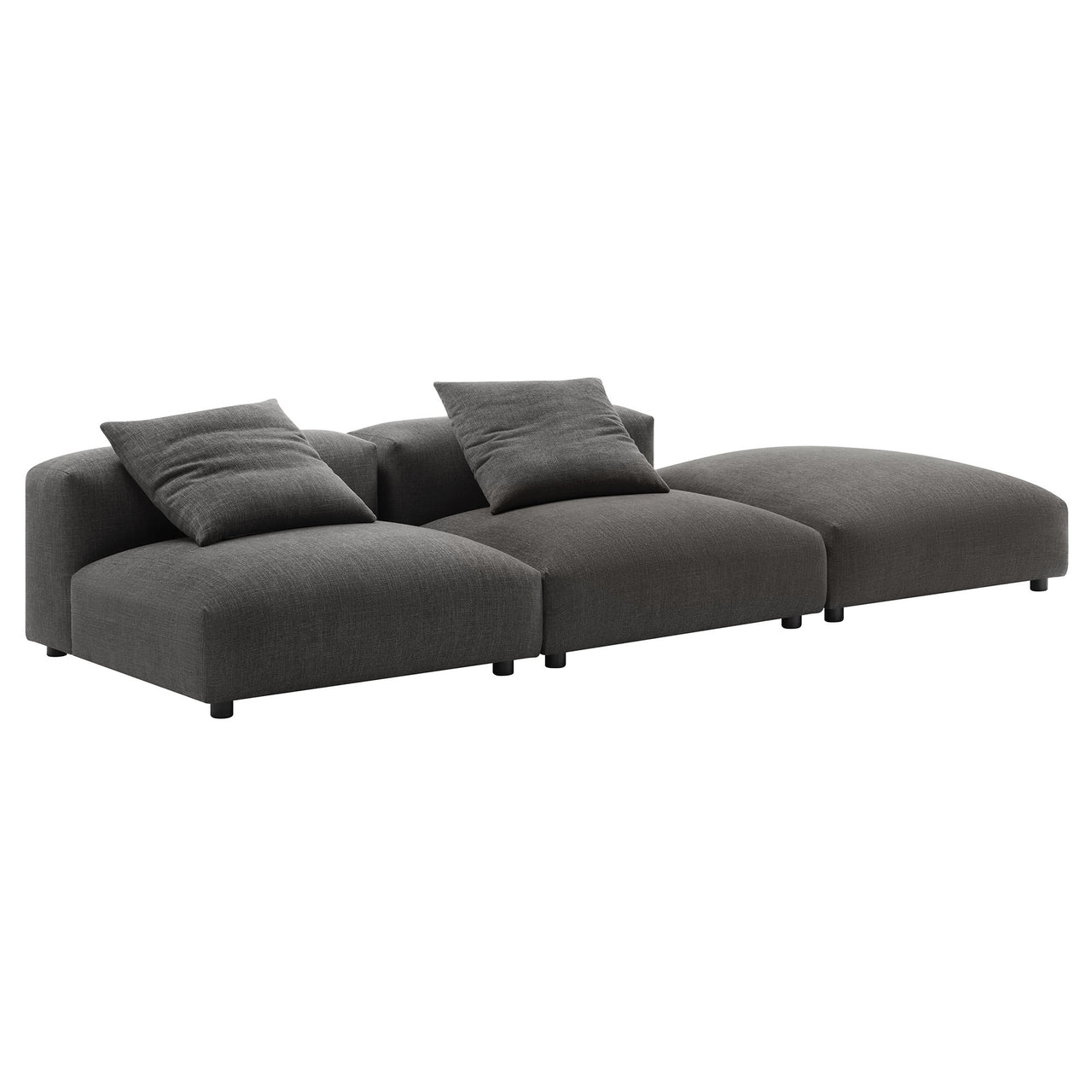 Leisure 3-Piece Modular Fabric Sectional, Charcoal