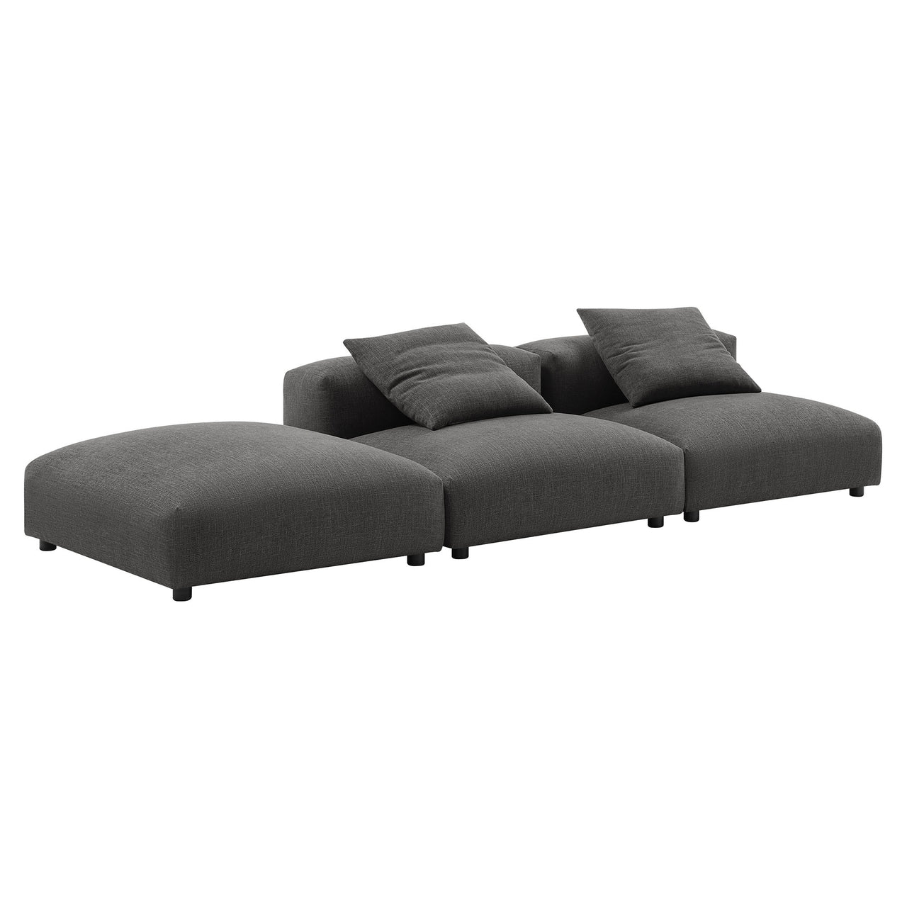 Leisure 3-Piece Modular Fabric Sectional, Charcoal