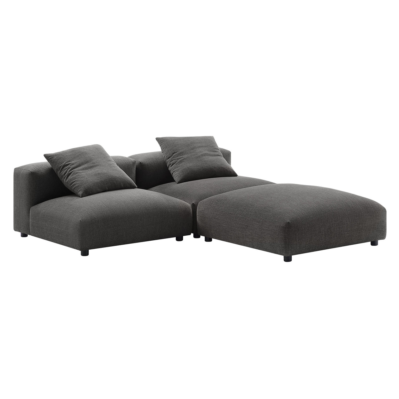 Leisure 3-Piece Modular Fabric Sectional, Charcoal