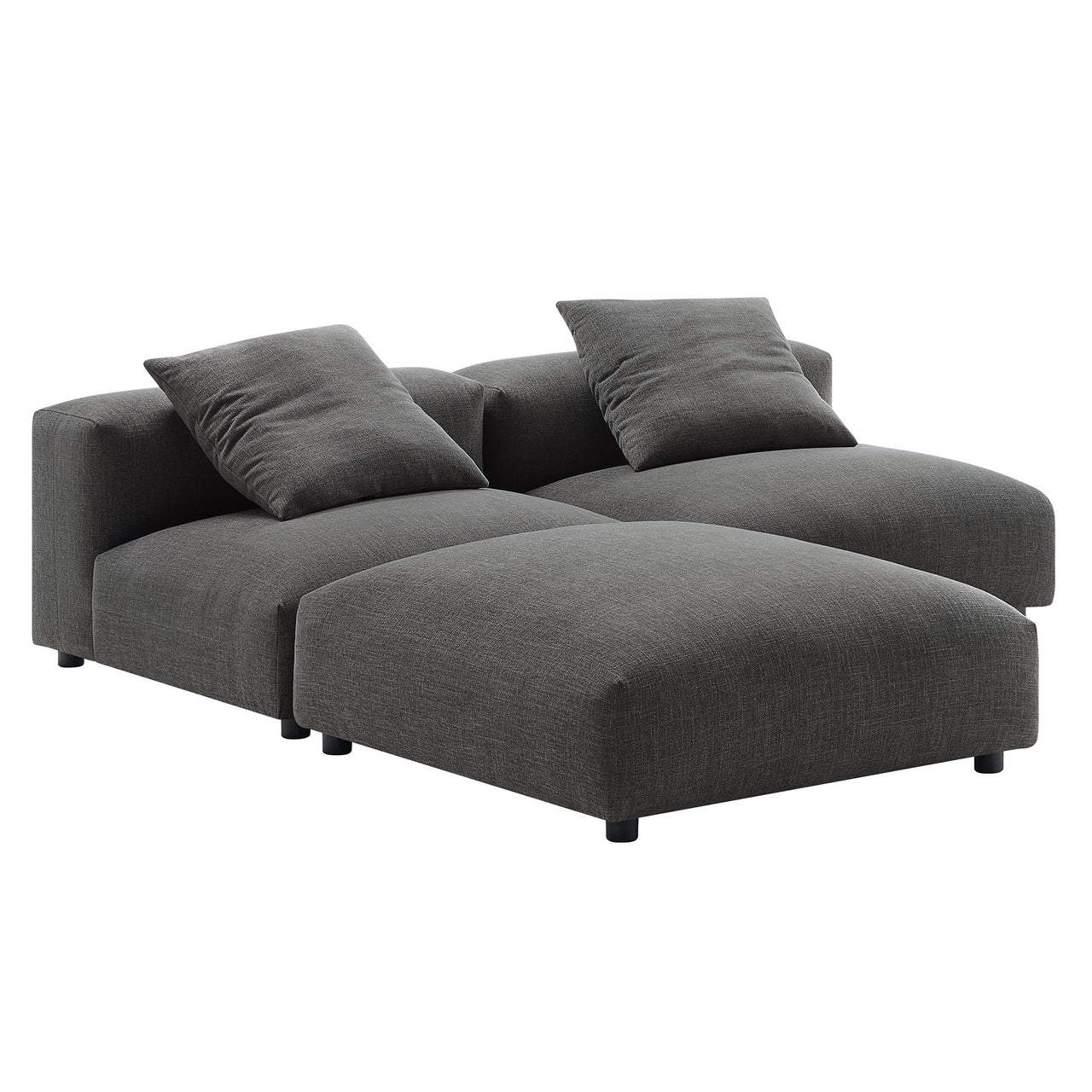 Leisure 3-Piece Modular Fabric Sectional, Charcoal
