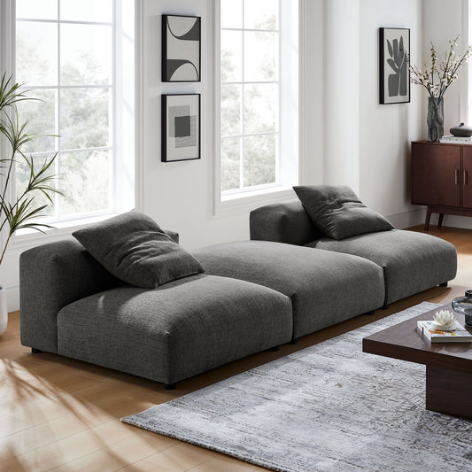 Leisure 3-Piece Modular Fabric Sectional, Charcoal