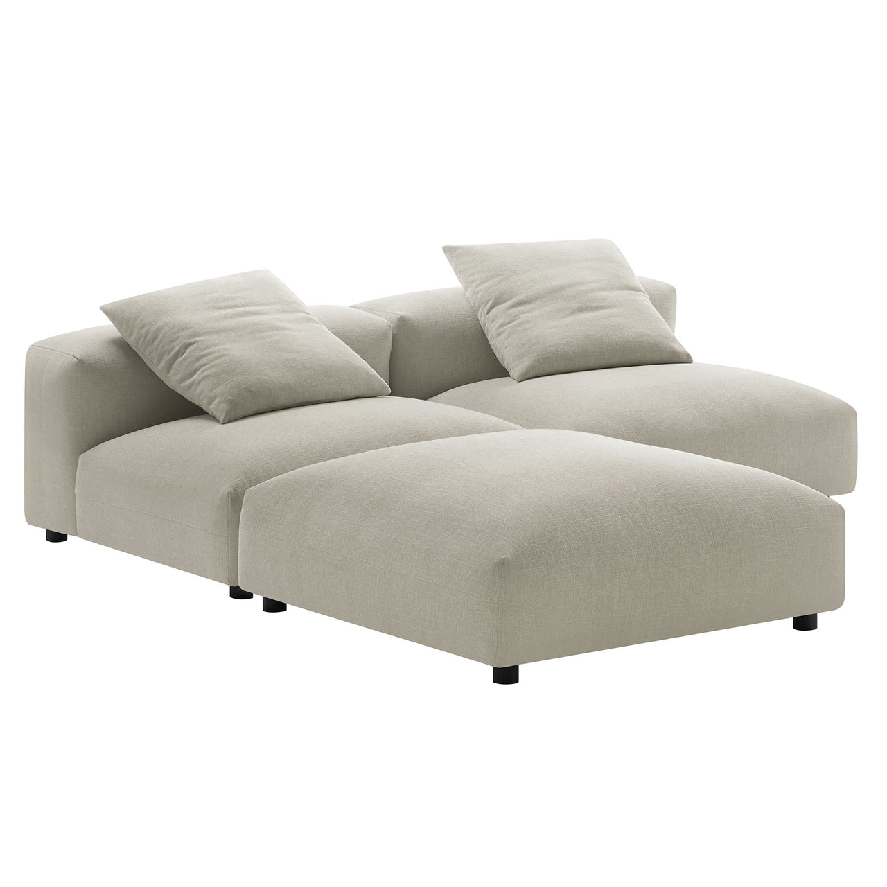 Leisure 3-Piece Modular Fabric Sectional, Linen