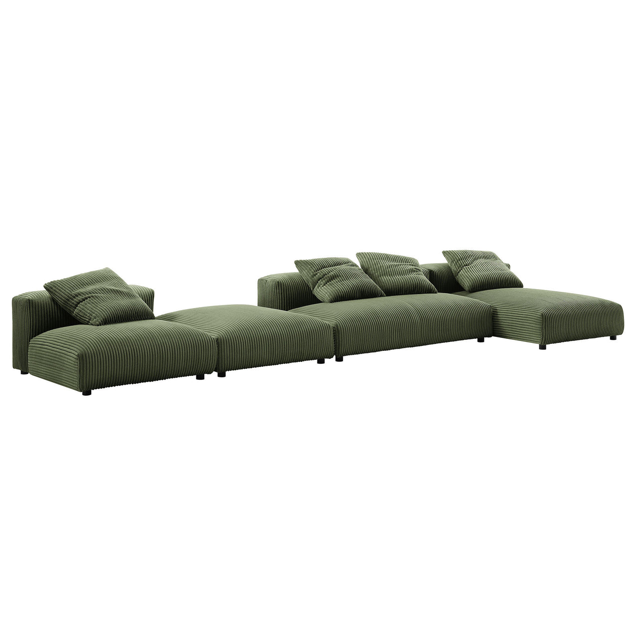 Leisure 4-Piece Modular Corduroy Sectional with Ottoman, Fern