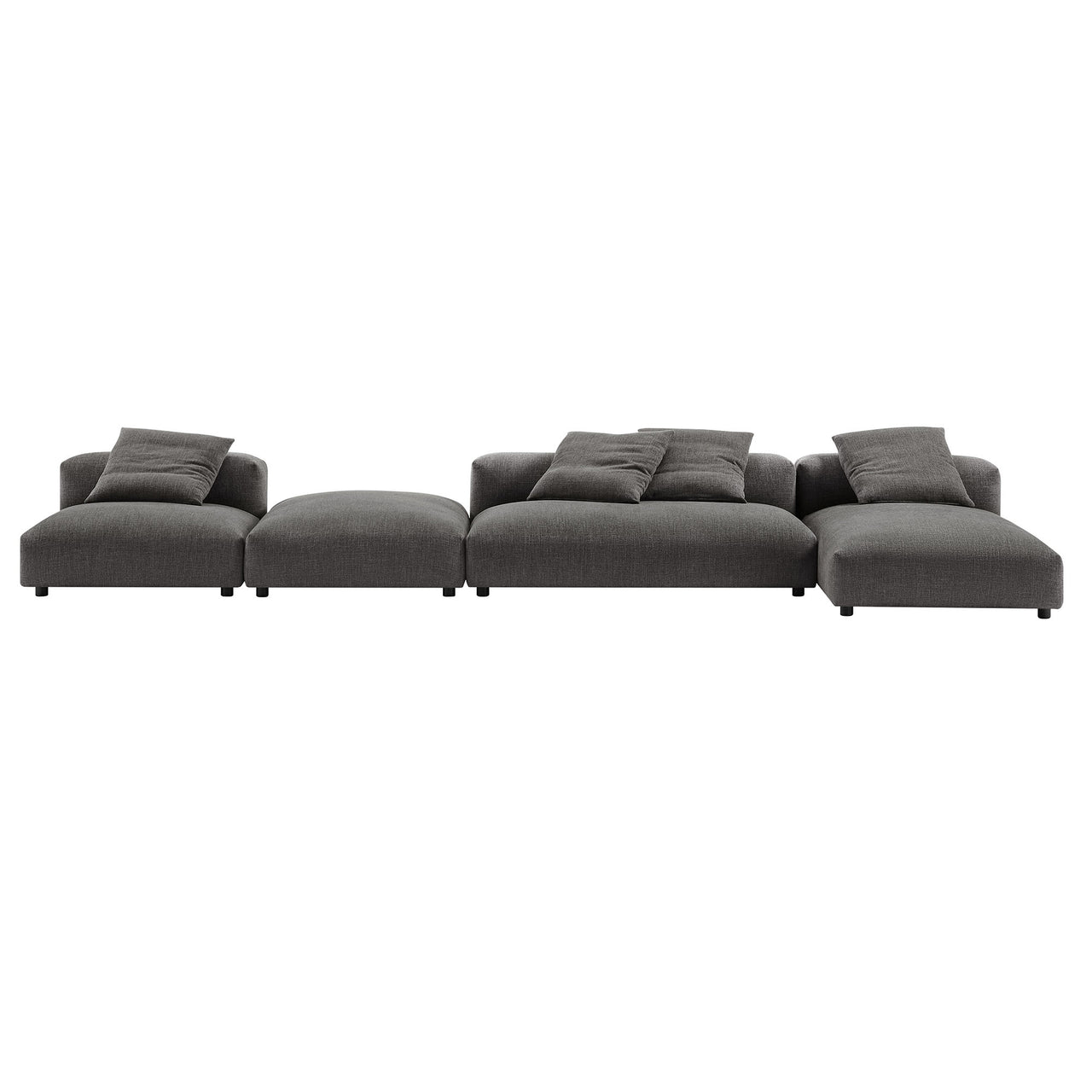 Leisure 4-Piece Modular Fabric Sectional with Ottoman, Charcoal