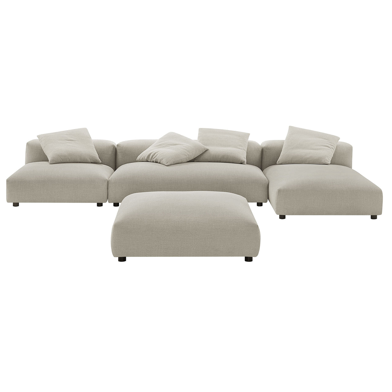 Leisure 4-Piece Modular Fabric Sectional with Ottoman, Linen