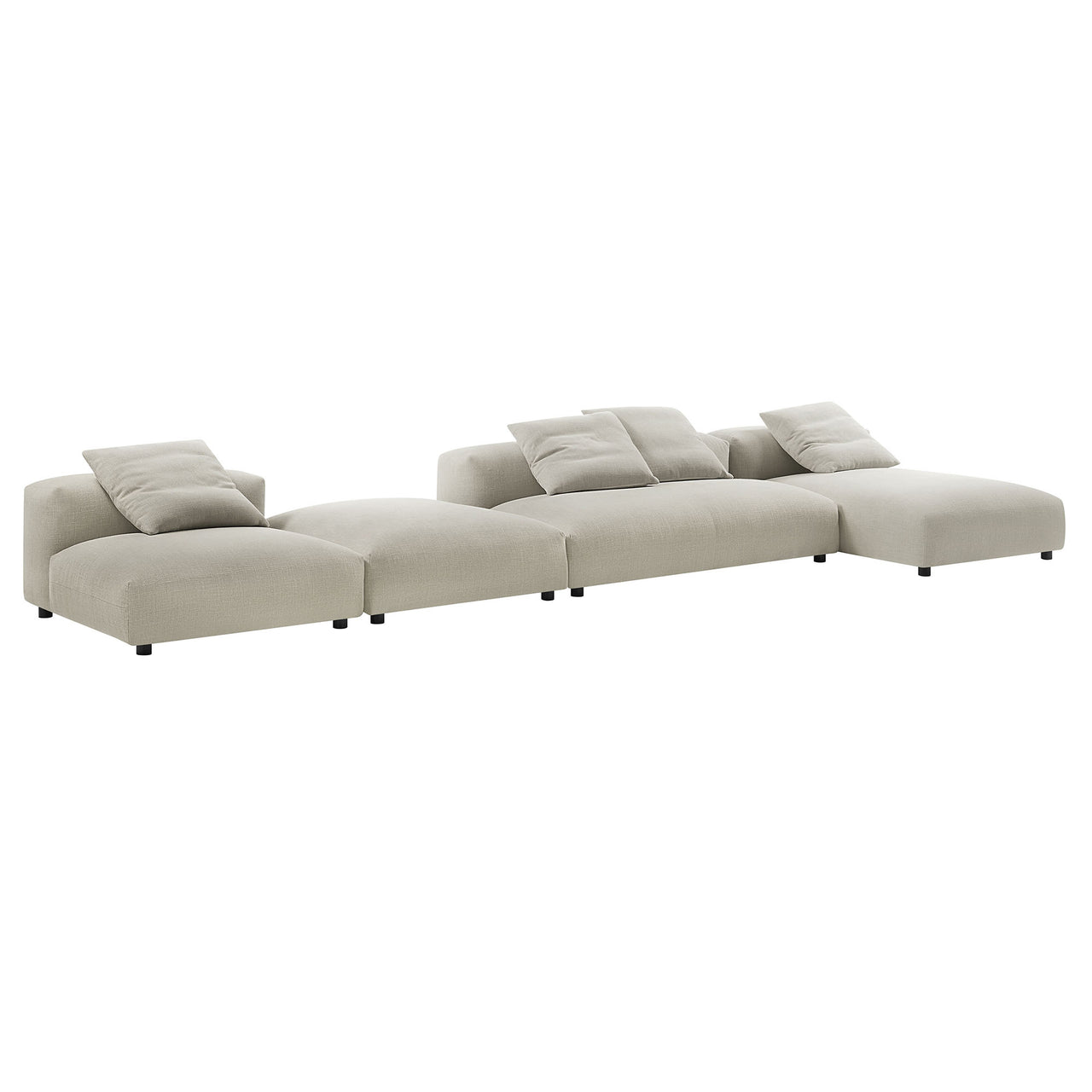 Leisure 4-Piece Modular Fabric Sectional with Ottoman, Linen