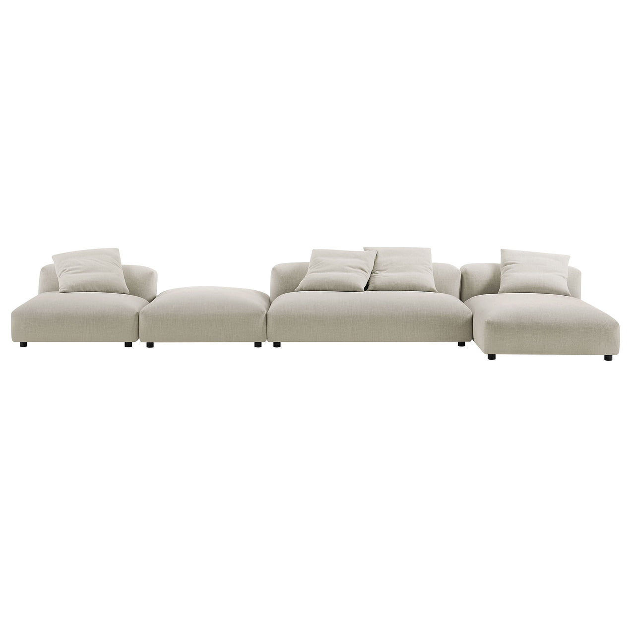 Leisure 4-Piece Modular Fabric Sectional with Ottoman, Linen