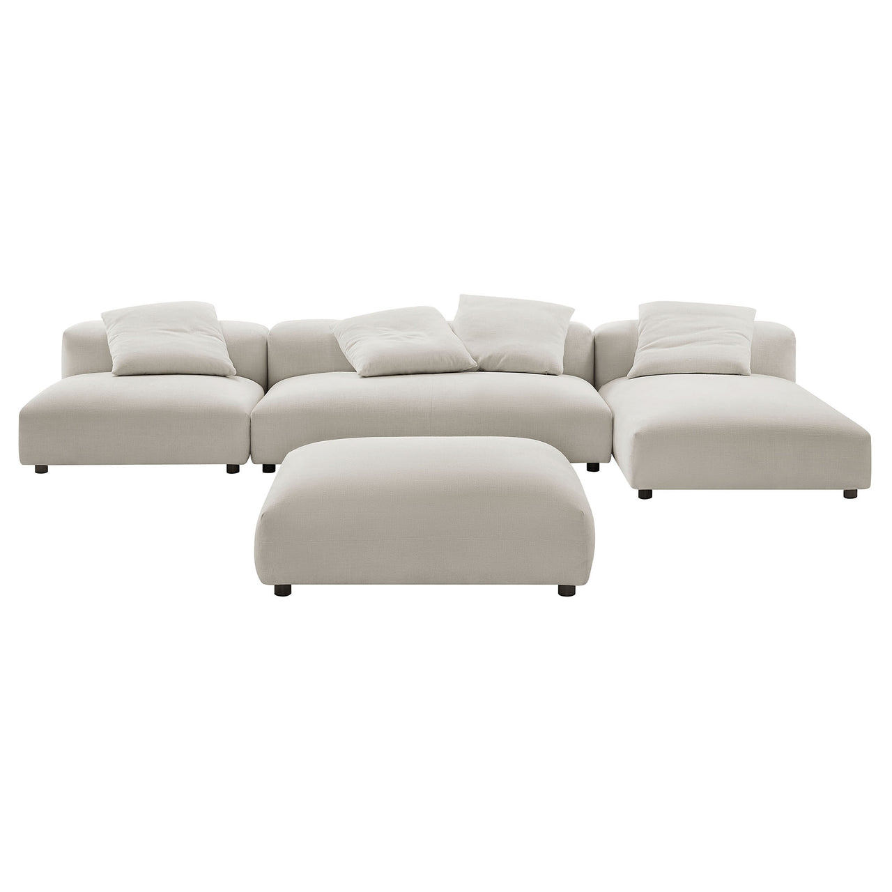 Leisure 4-Piece Modular Fabric Sectional with Ottoman, Sand