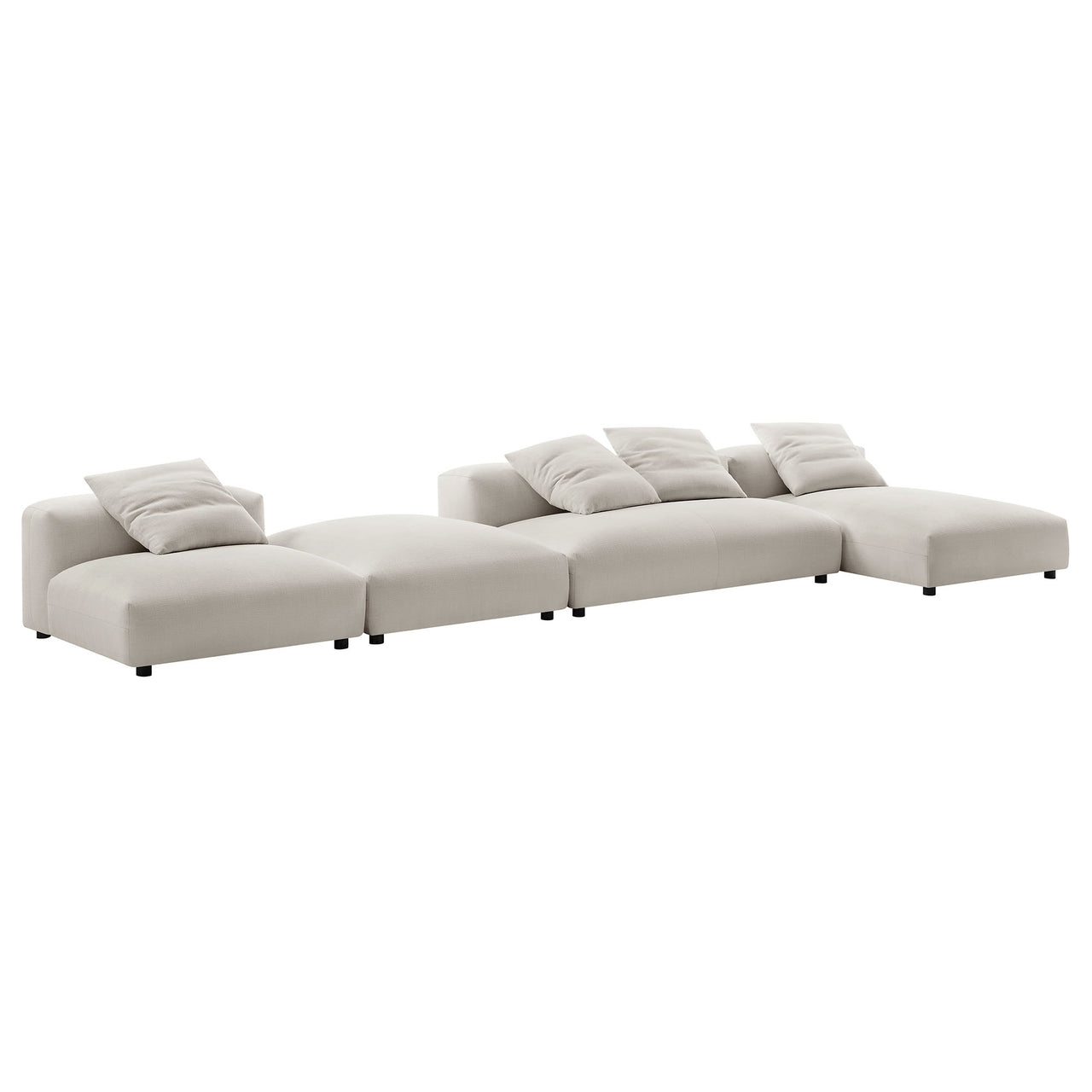 Leisure 4-Piece Modular Fabric Sectional with Ottoman, Sand