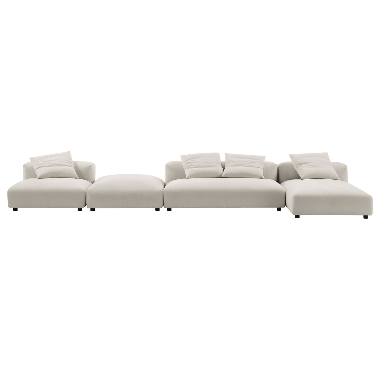 Leisure 4-Piece Modular Fabric Sectional with Ottoman, Sand