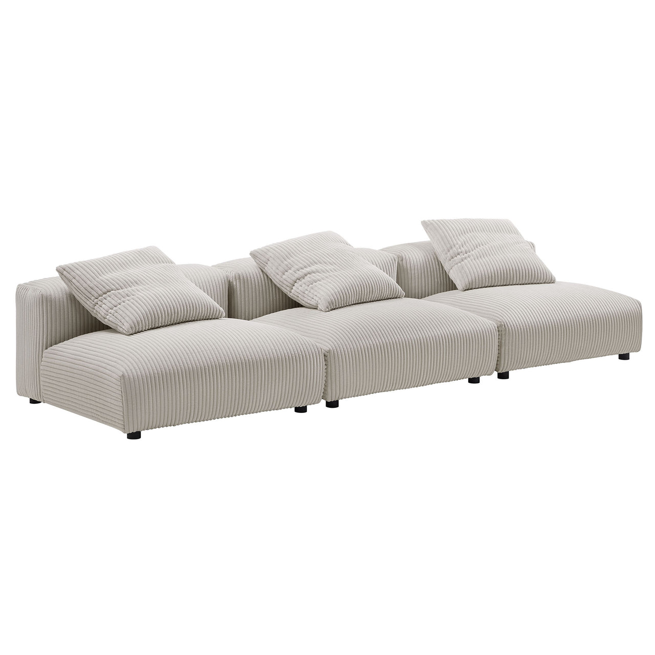 Leisure 3-Piece Modular Corduroy Sofa Sectional, Almond