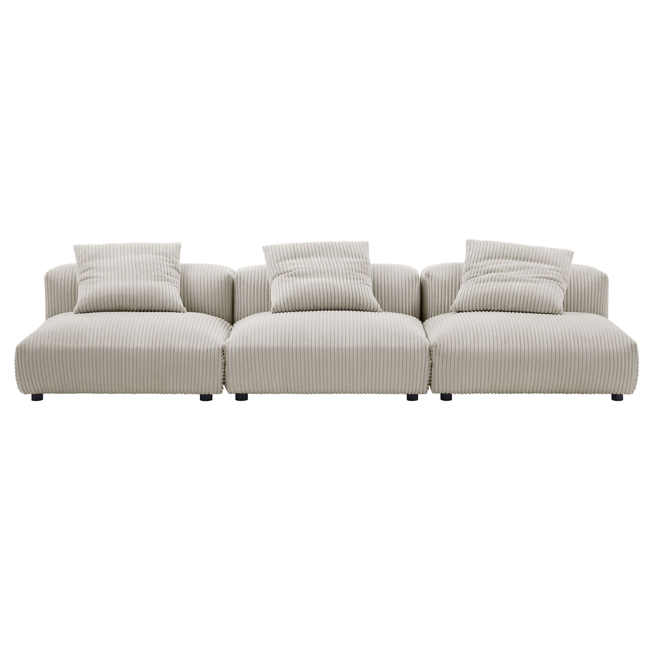 Leisure 3-Piece Modular Corduroy Sofa Sectional, Almond