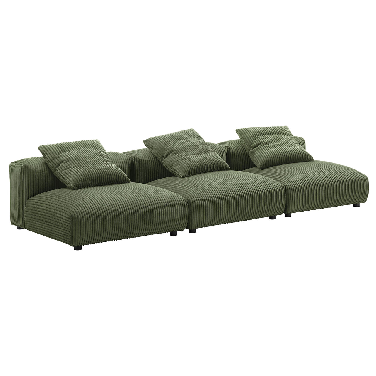 Leisure 3-Piece Modular Corduroy Sofa Sectional, Fern