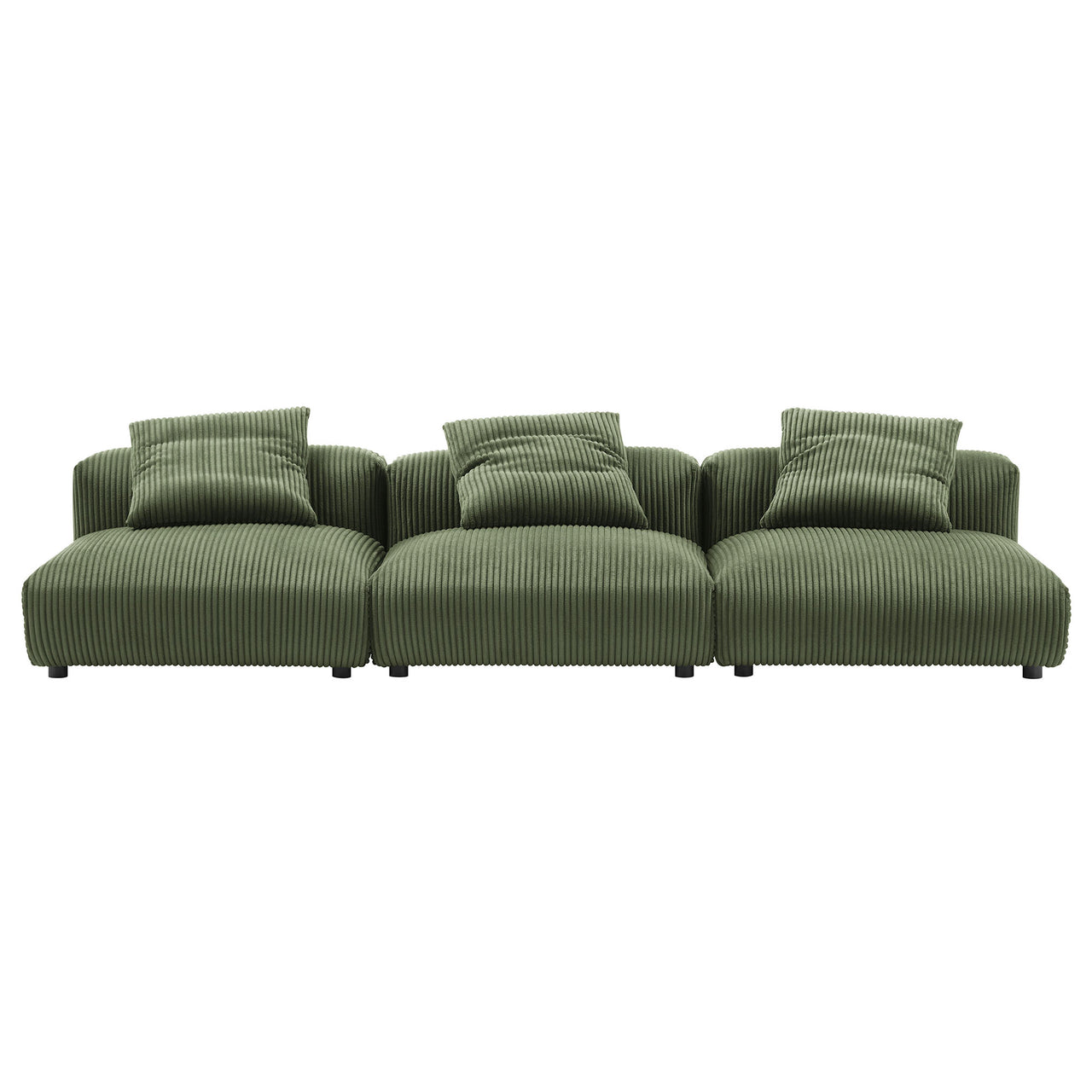 Leisure 3-Piece Modular Corduroy Sofa Sectional, Fern