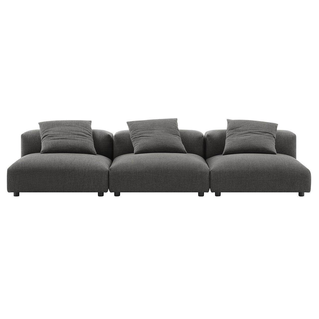 Leisure 3-Piece Modular Fabric Sofa Sectional, Charcoal