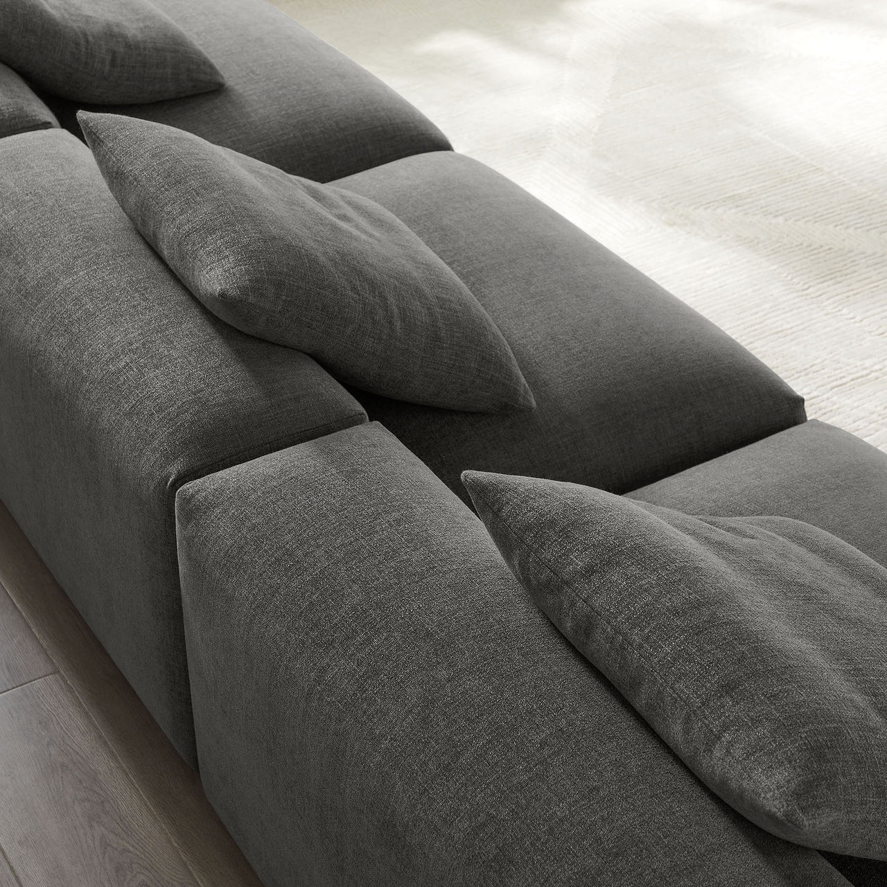 Leisure 3-Piece Modular Fabric Sofa Sectional, Charcoal