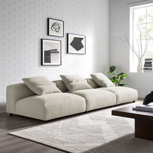 Leisure 3-Piece Modular Fabric Sofa Sectional, Linen