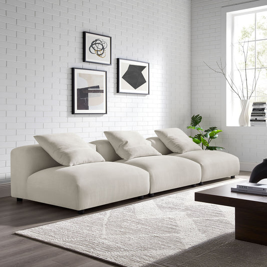 Leisure 3-Piece Modular Fabric Sofa Sectional, Sand