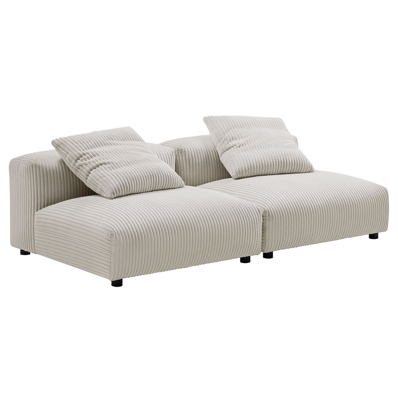Leisure 2-Piece Modular Corduroy Sofa Sectional, Almond